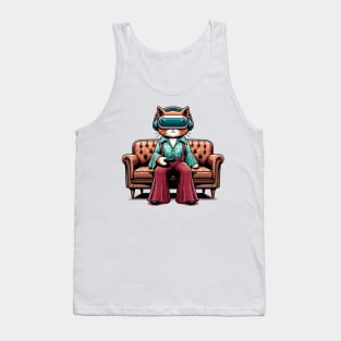 Vintage cat gamer - Nostalgic Geek Chic Apparel Tank Top